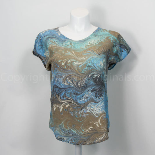 L/XL Silk Top Beachy Blues