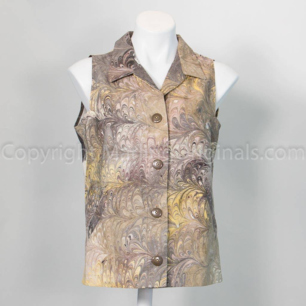 cotton vest marbled in brown, golds