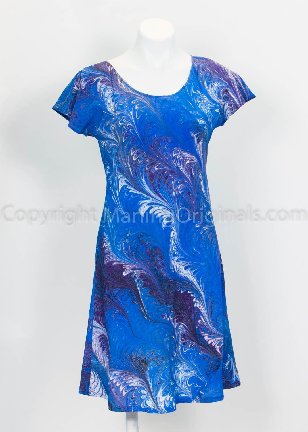 dress for smart casual marbled in blues and purple s