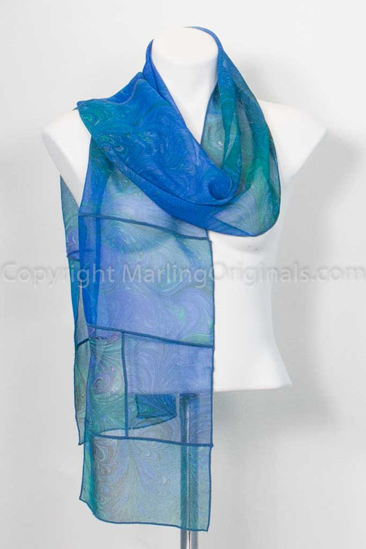 Greens and Blues Longer Scarf 10.5" x 78"