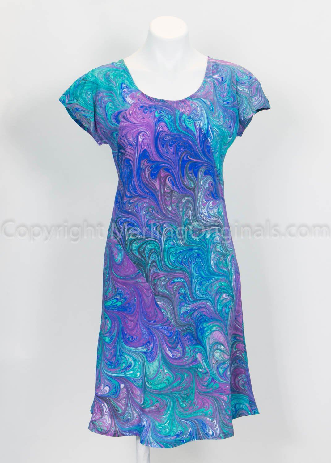 unique dress for older women with soft marbled pattern