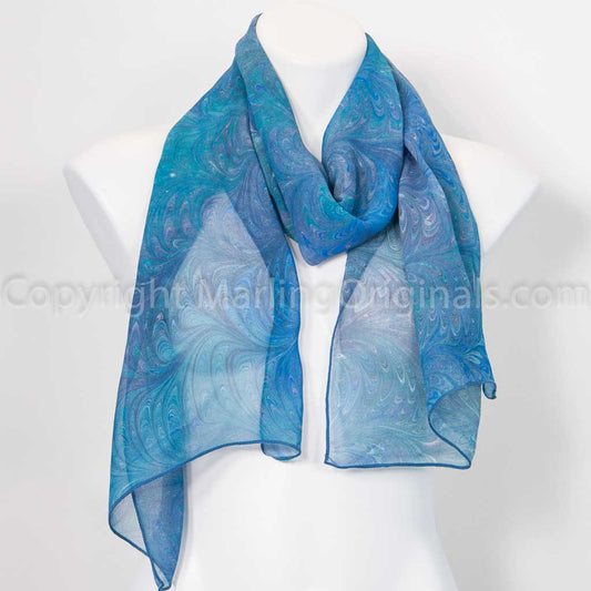 marbled silk chiffon scarf