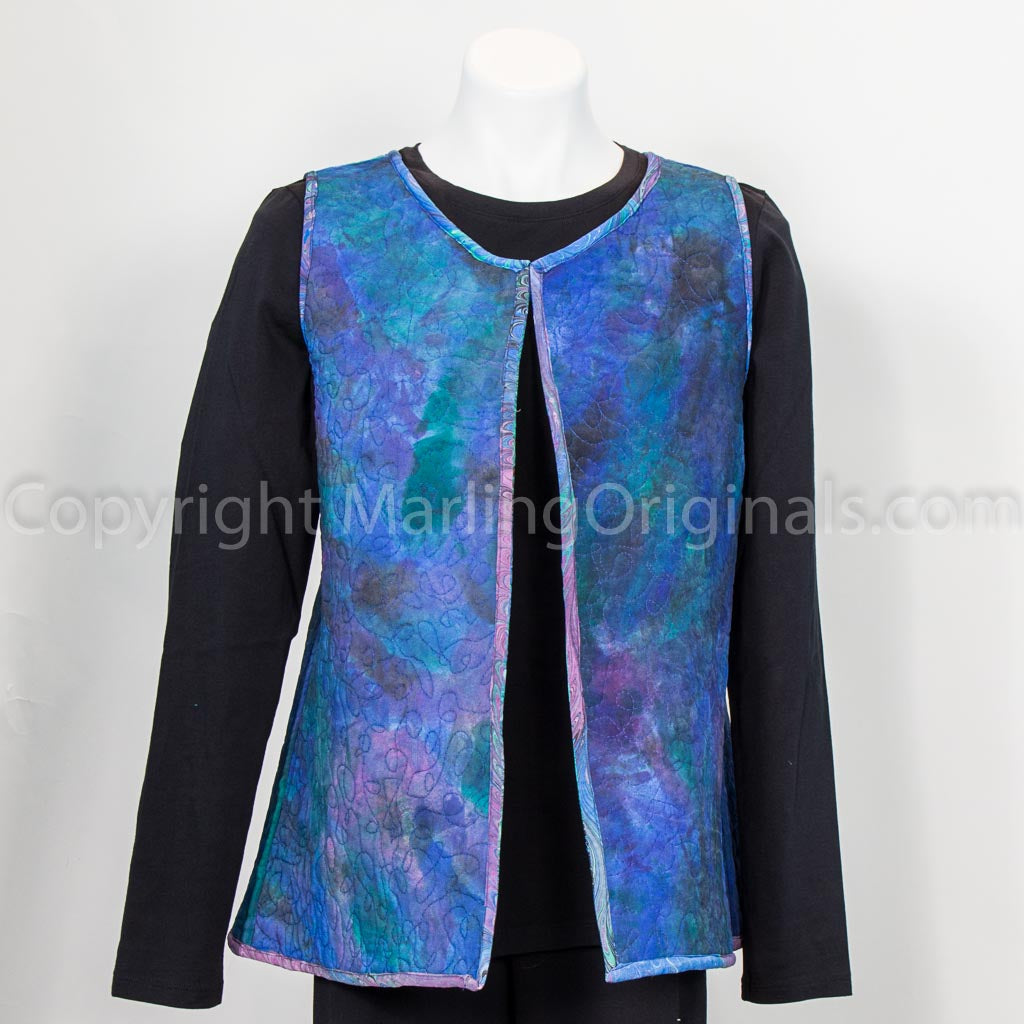 quilted silk vest handpainted inside