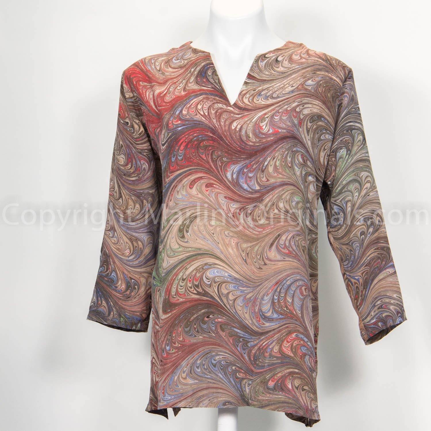 marbled silk tunic blouse