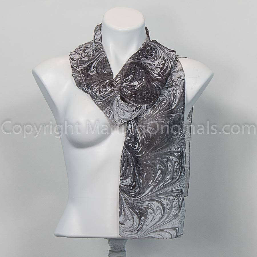 Newsprint Chiffon Scarf 10" x 67"