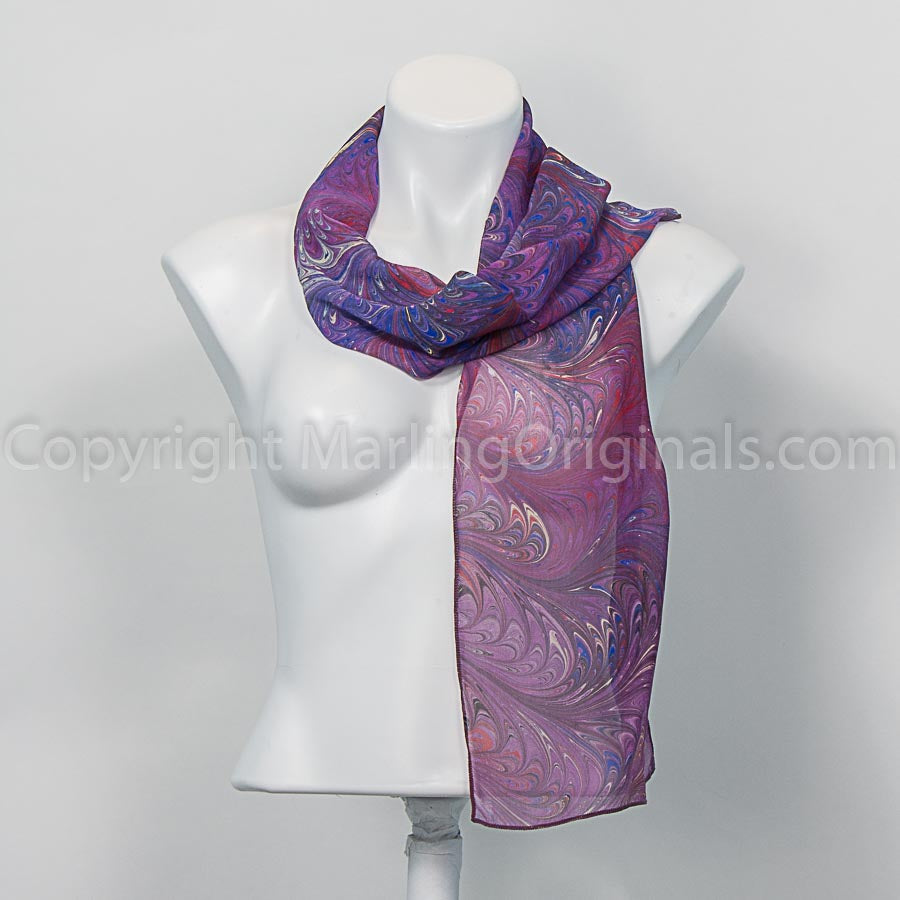 violet, blue, magenta and cream scarf