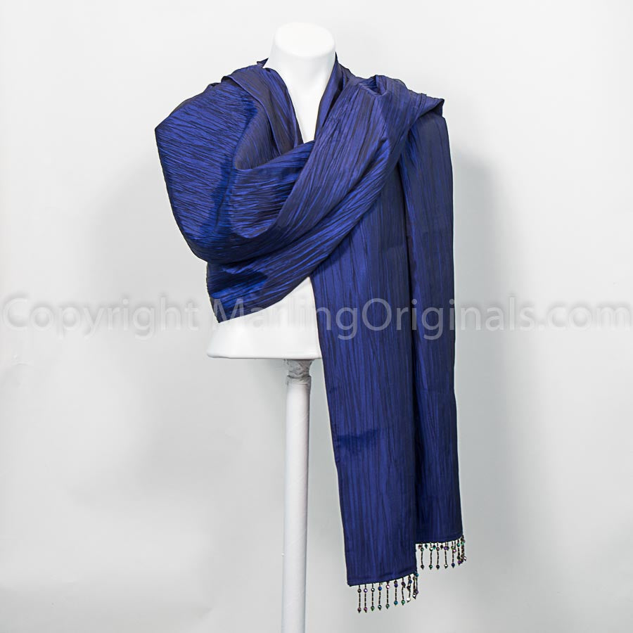 One Size Scarf/WrapTaffeta Iridescent Blue 26" x 82"