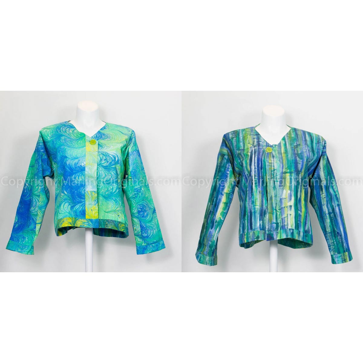 cotton reversible jacket in lime greens
