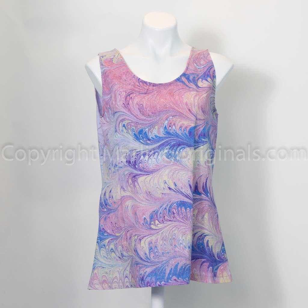 marbled cotton knit tank in soft pink, blue, eggshell